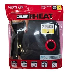 32 Degrees Heat Base Layer Pants 2-Pack Mens Small Heat Retention Quick Dry‎ NEW